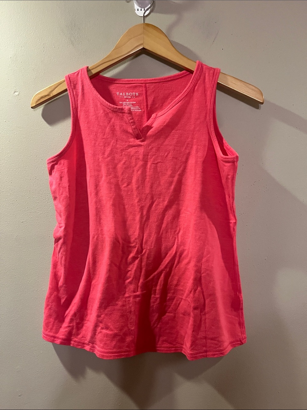 Talbots Coral-Pink Notch-Neck Tank Top